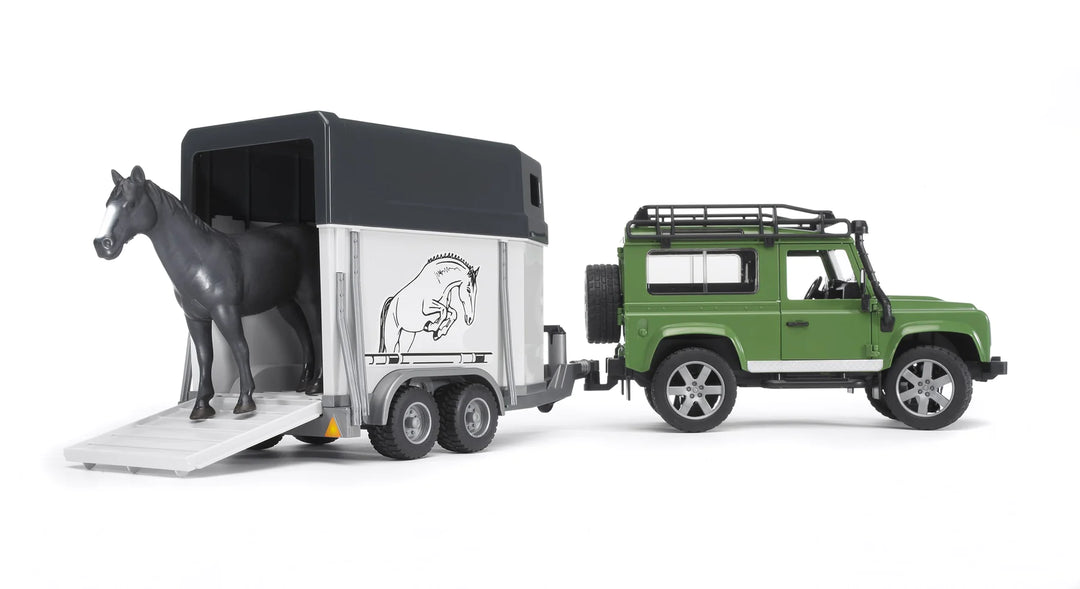 >Bruder 02592 Land Rover Station Wagon w Horse Trailer & horse