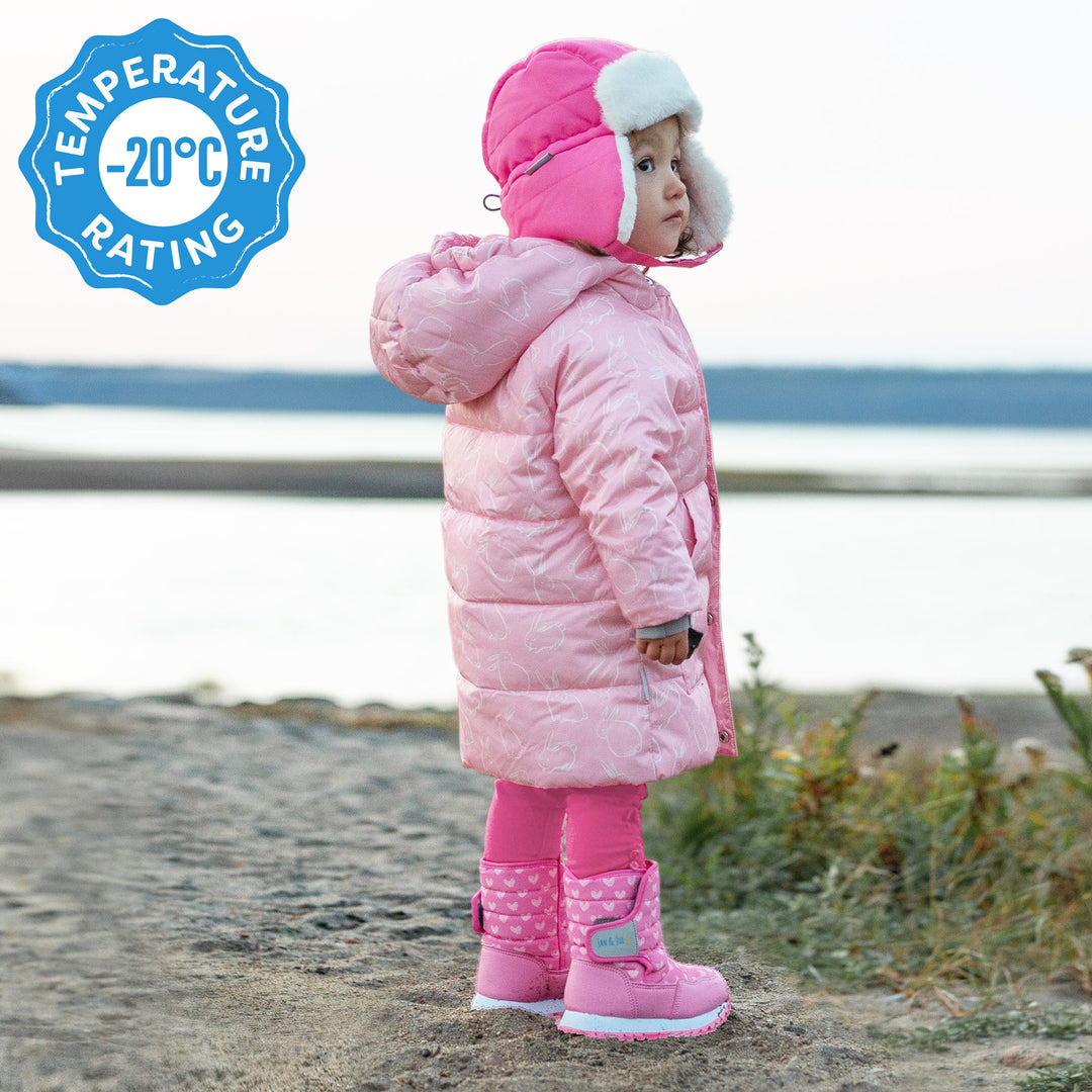 >Jan & Jul Kids Toasty-Dry Tall Puffy Winter Boots - Pink Forest