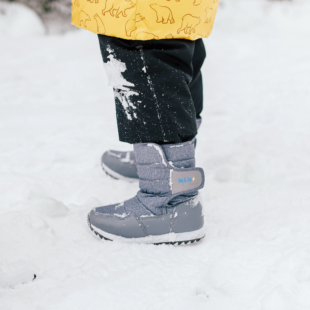 >Jan & Jul Kids Toasty-Dry Tall Puffy Winter Boots - Heather Grey