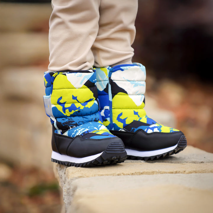>Jan & Jul Kids Toasty-Dry Tall Puffy Winter Boots - Neon Peaks