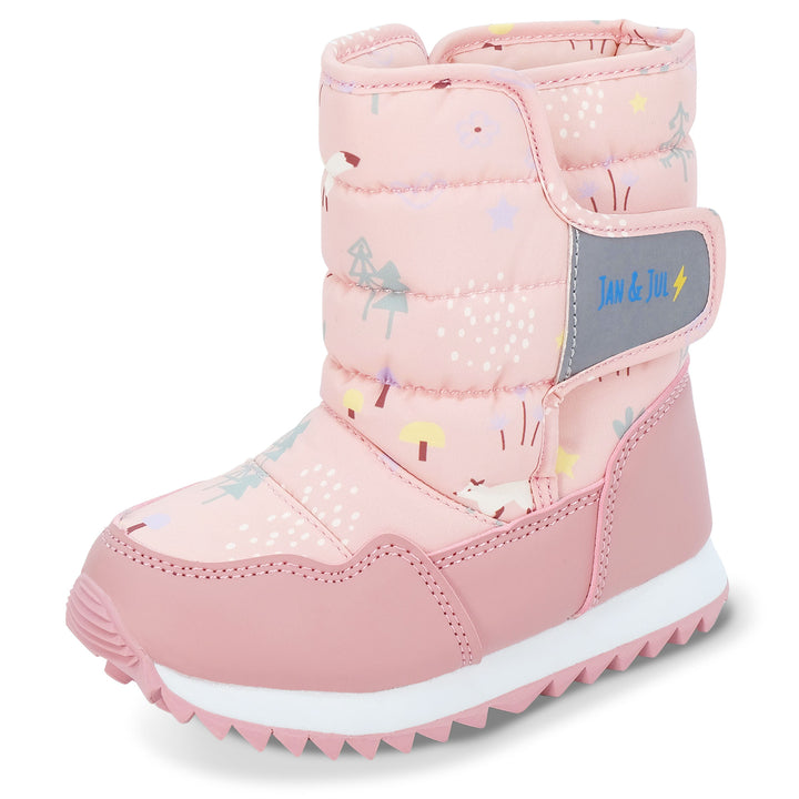 >Jan & Jul Kids Toasty-Dry Tall Puffy Winter Boots - Pink Forest