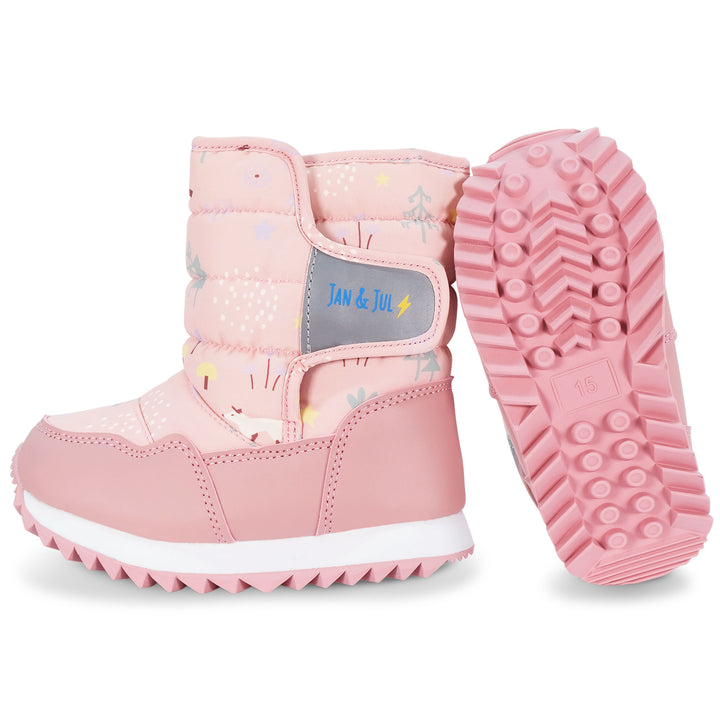 >Jan & Jul Kids Toasty-Dry Tall Puffy Winter Boots - Pink Forest
