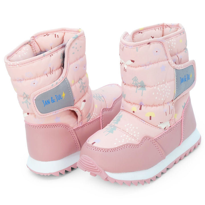 >Jan & Jul Kids Toasty-Dry Tall Puffy Winter Boots - Pink Forest