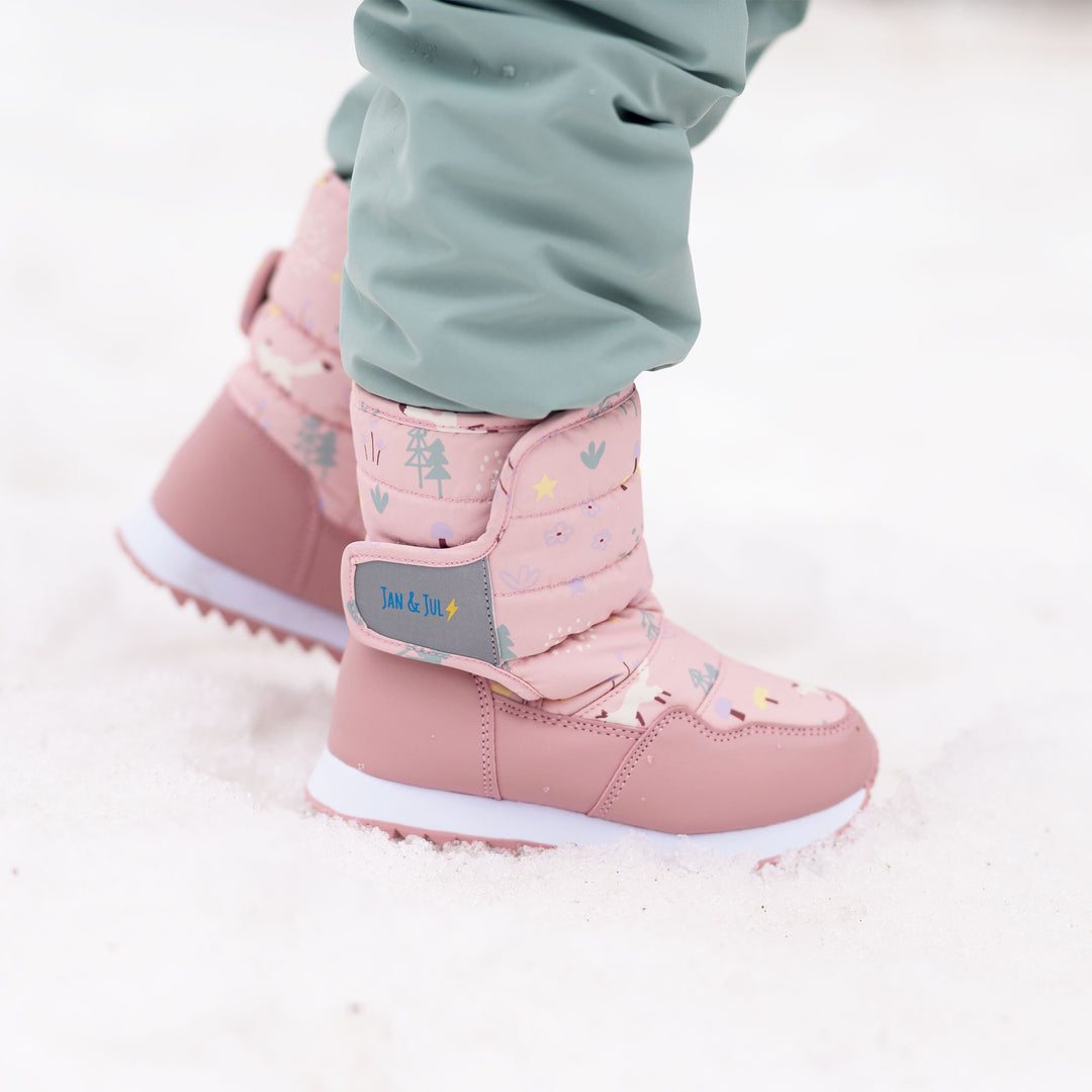 >Jan & Jul Kids Toasty-Dry Tall Puffy Winter Boots - Pink Forest