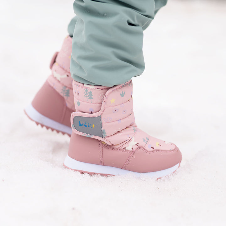 >Jan & Jul Kids Toasty-Dry Tall Puffy Winter Boots - Pink Forest