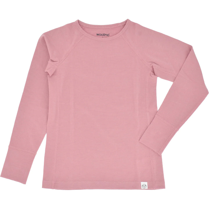 >Woolino Kids Merino Wool Base Layer Long Sleeve Top + Leggings Set - Blush Pink