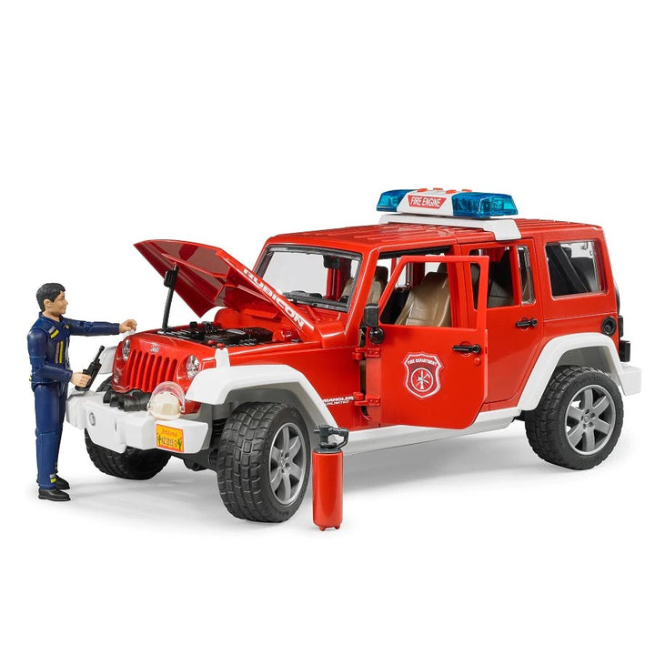 >Bruder 02528 Jeep Rubicon Fire Vehicle with Fireman