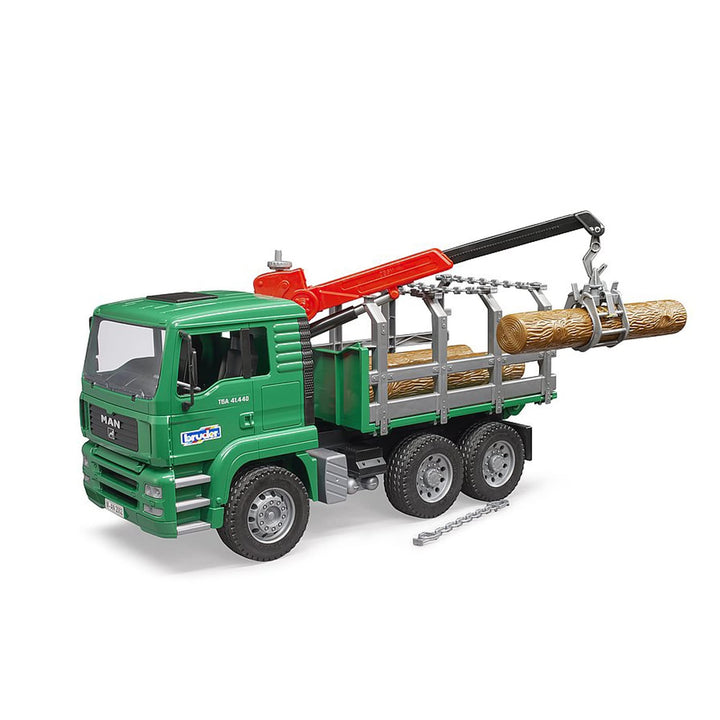 >Bruder 02769 MAN Timber Truck w/ Loading Crane and 3 Trunks