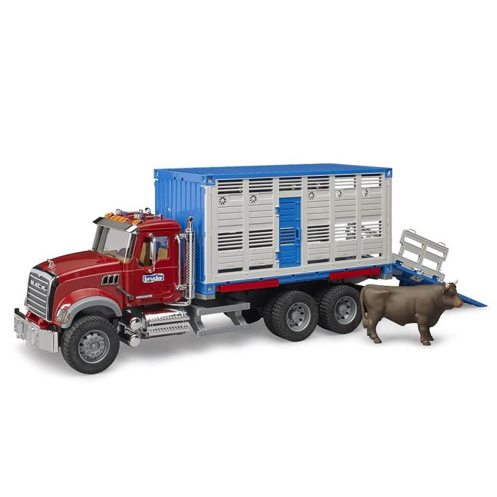 >Bruder 02830 MACK Granite Cattle transport w 1 cattle