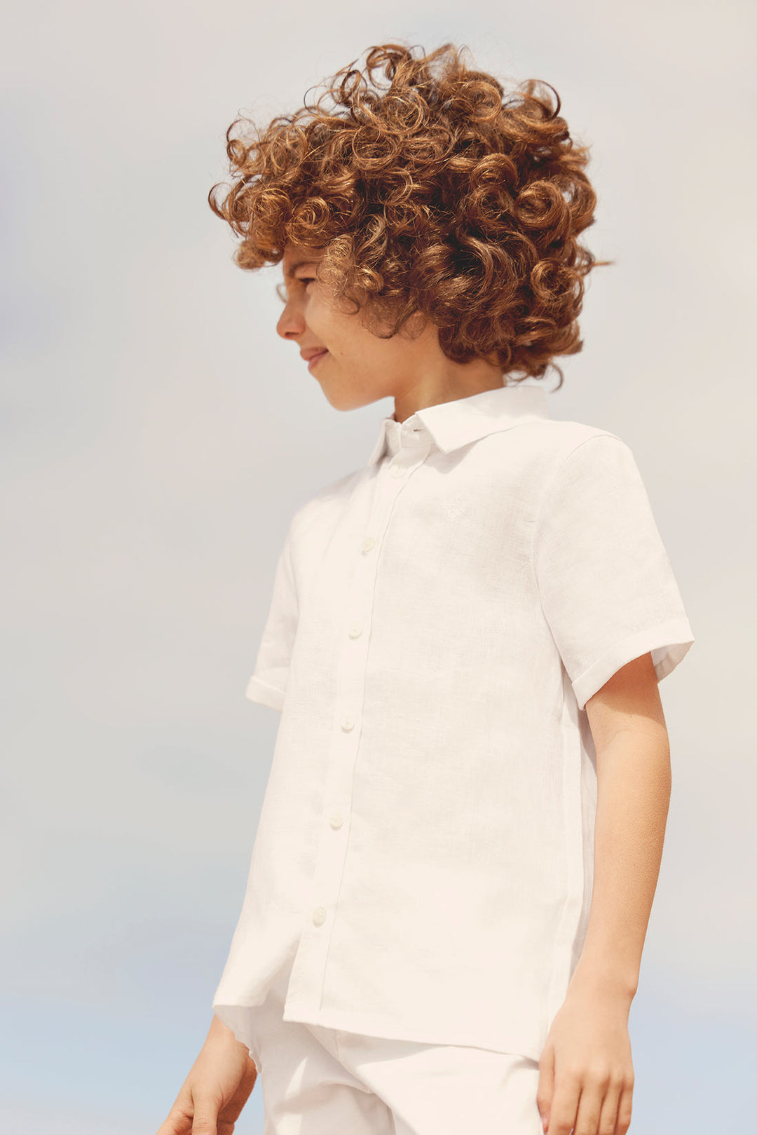 Tartine et Chocolat Kids White Linen Short Sleeves Shirt
