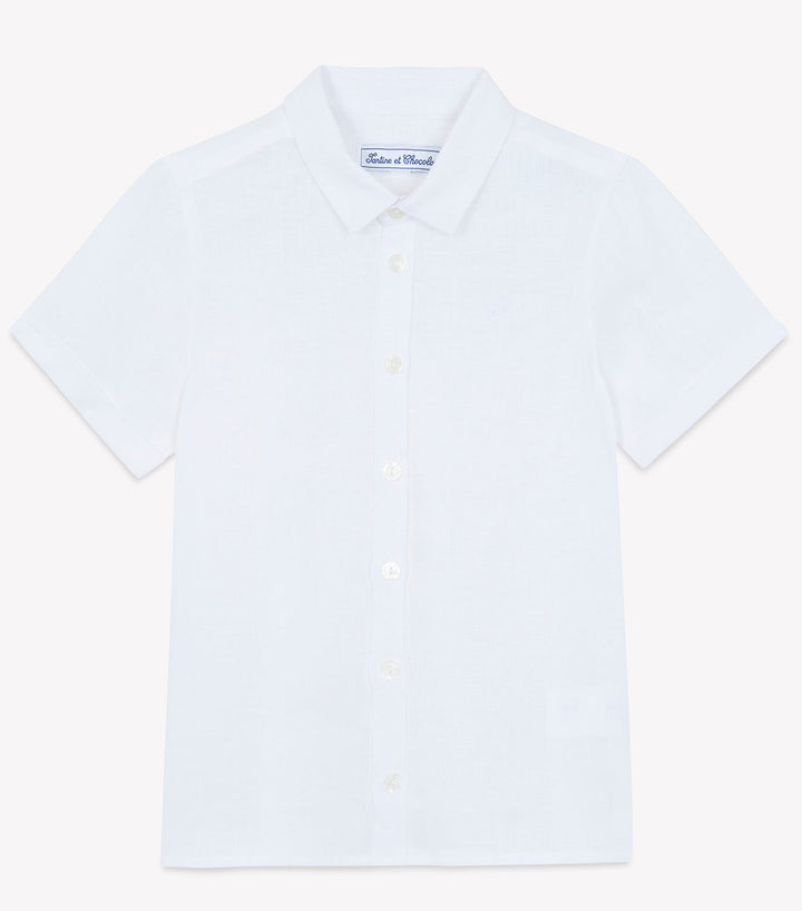 Tartine et Chocolat Kids White Linen Short Sleeves Shirt