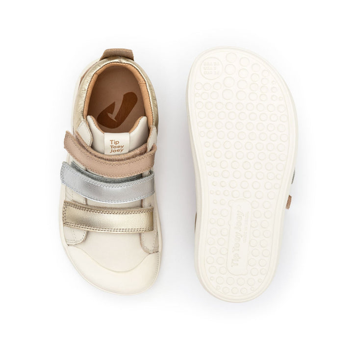 Tip Toey Joey Kids LEAP Sneakers - Tapioca/Metalic Salmon