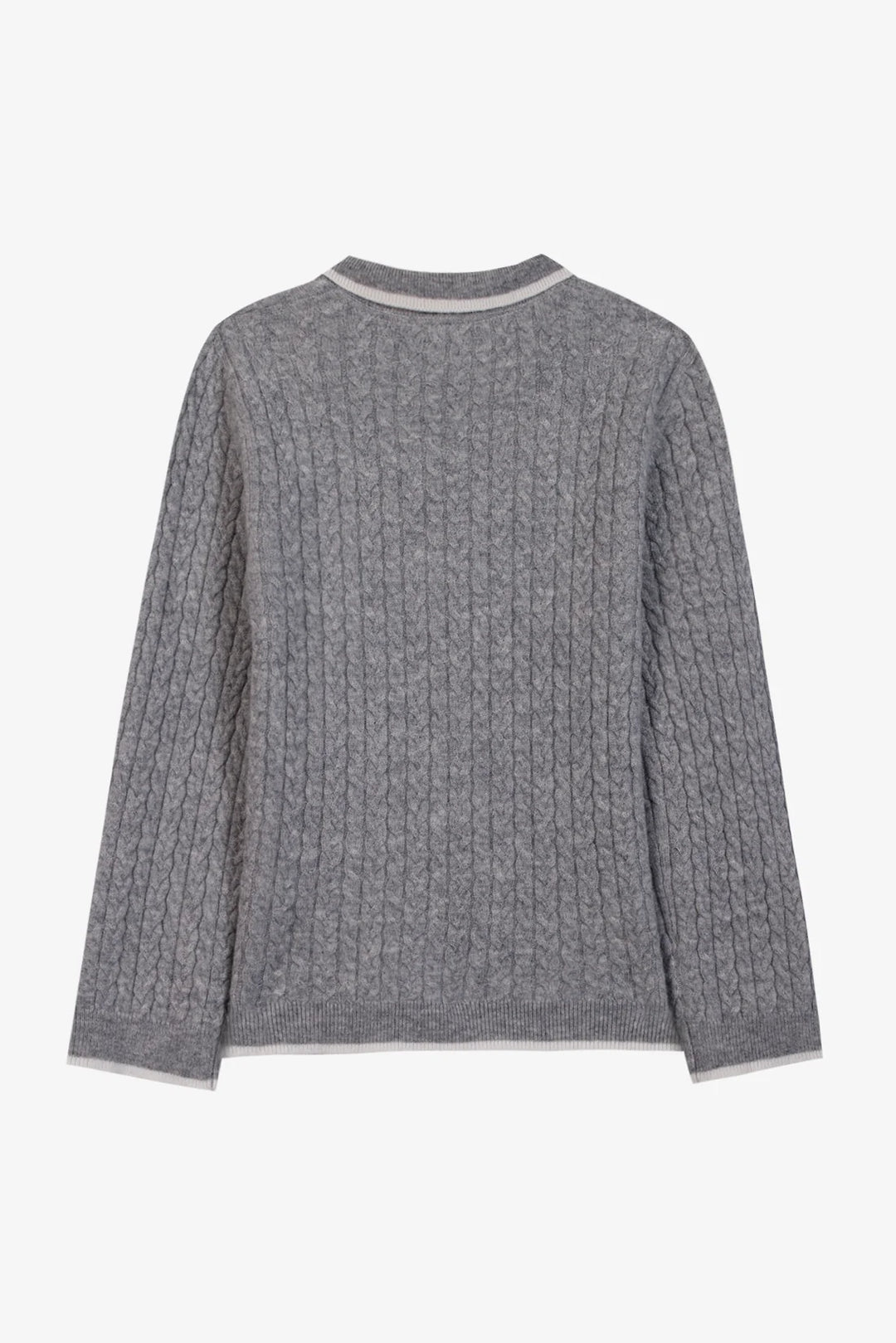 >Tartine et Chocolat Kids Wool Pointed Collar Stripe Sweater - Mottled Grey