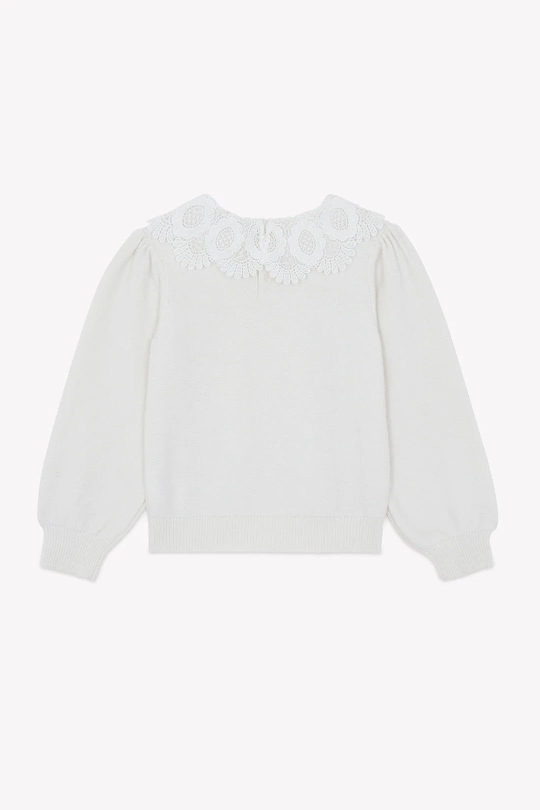 >Tartine et Chocolat Kids Wool Lace Collar Sweater - Ecru