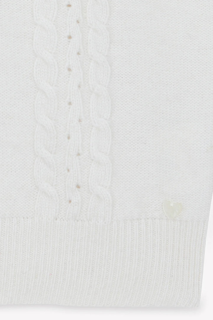 >Tartine et Chocolat Kids Wool Lace Collar Sweater - Ecru