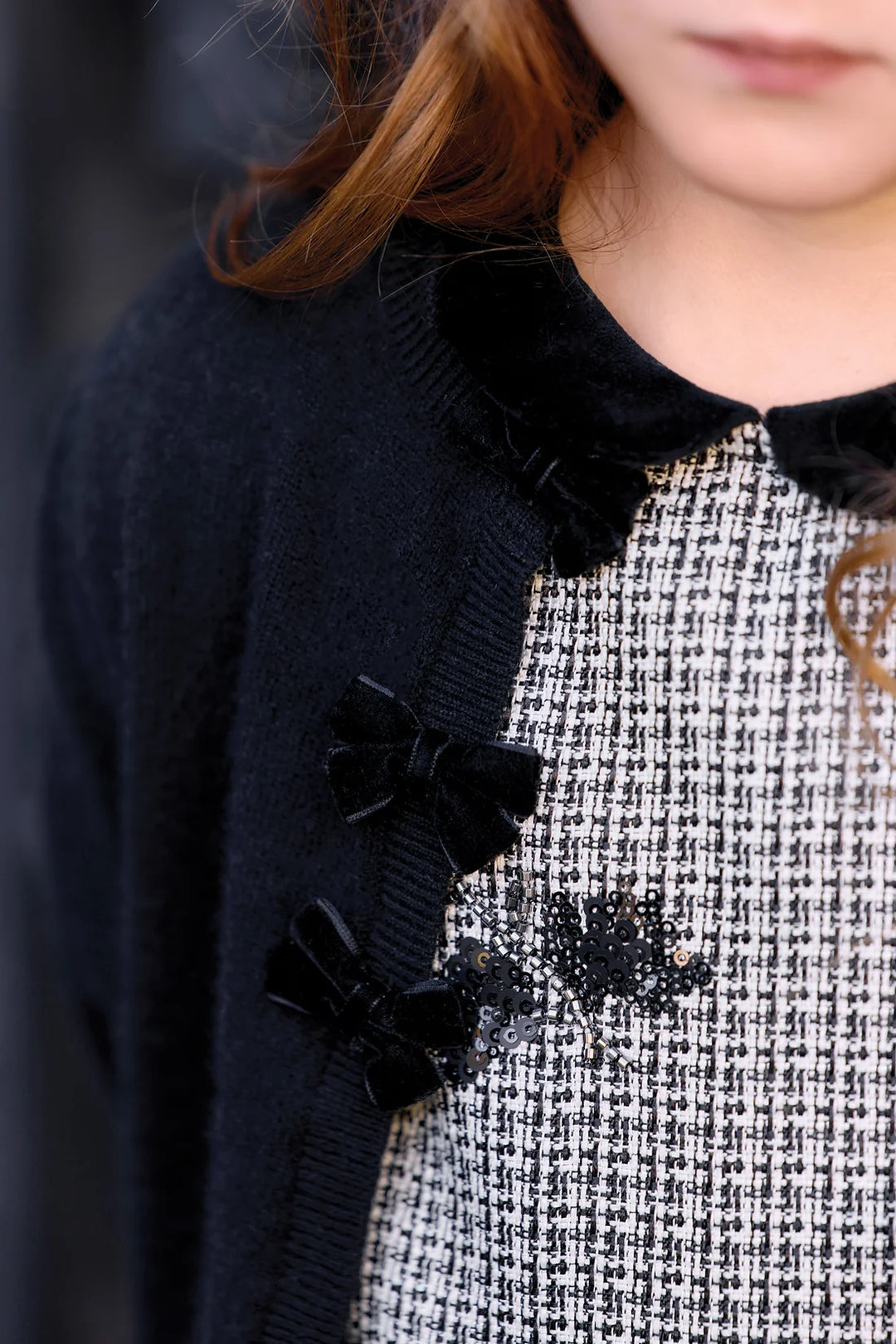 >Tartine et Chocolat Kids Wool Bows Cardigan - Black
