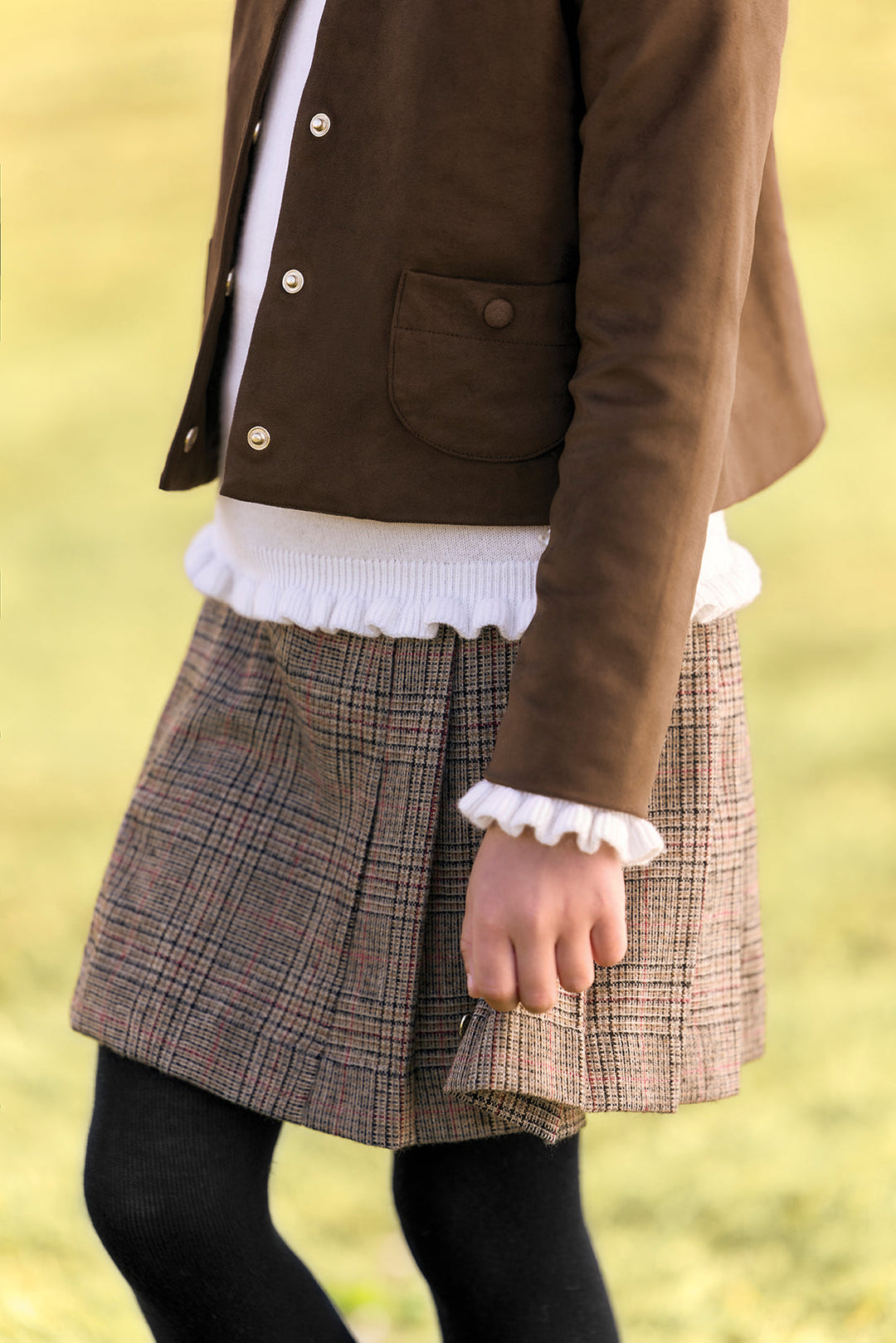 >Tartine et Chocolat Kids Girls Wool Check Skirt - Brown