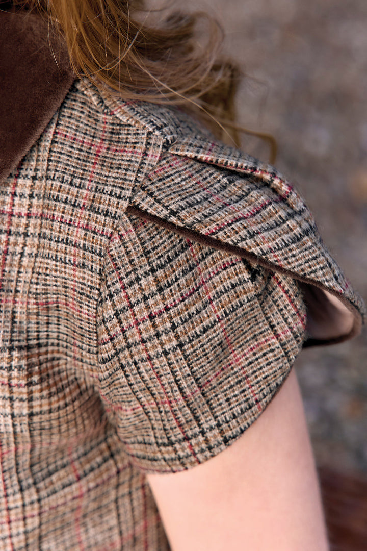 >Tartine et Chocolat Kids Wool Check Velvet Collar Dress - Brown