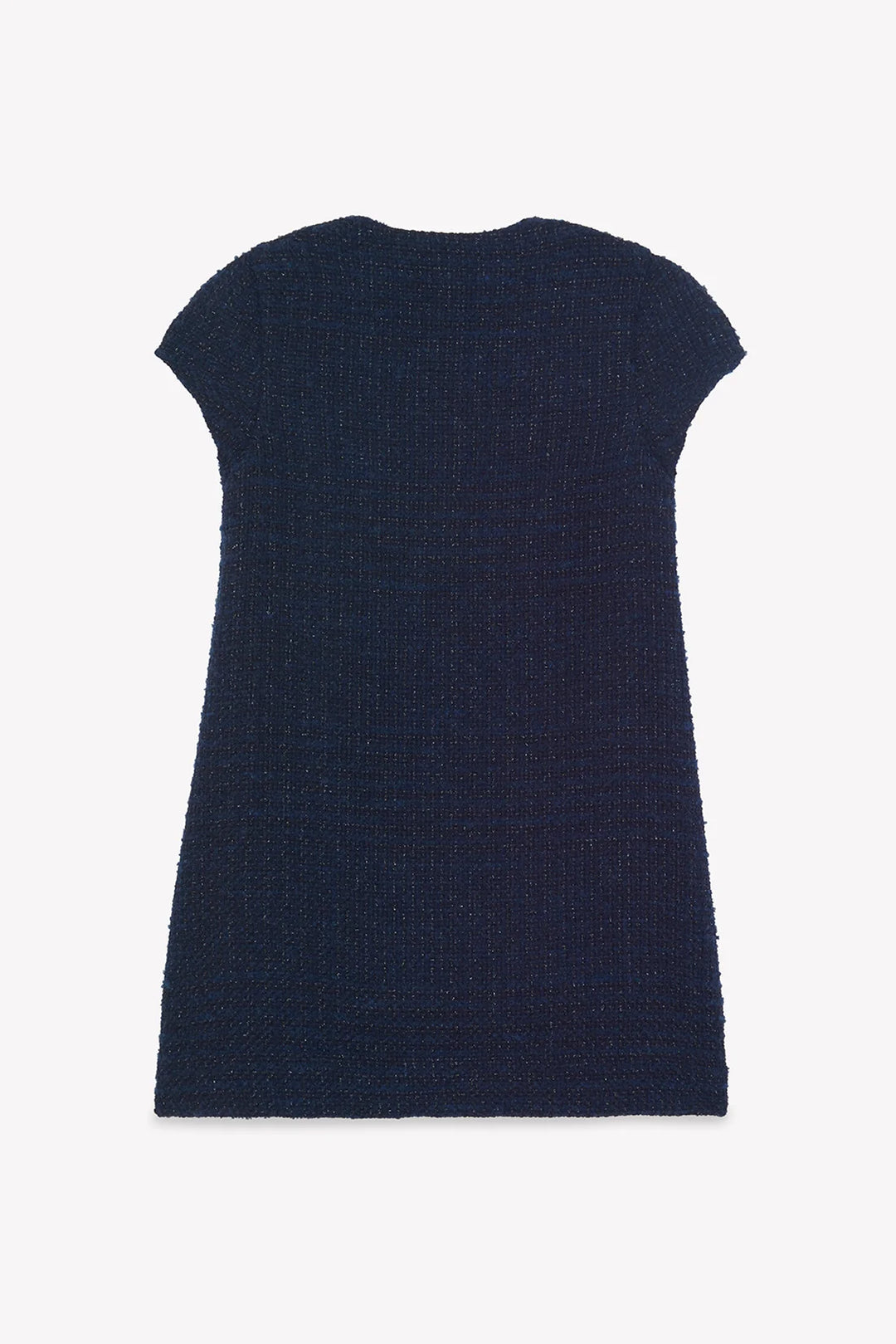 >Tartine et Chocolat Kids Girl Round Neck Tweed Buttons Dress - Navy