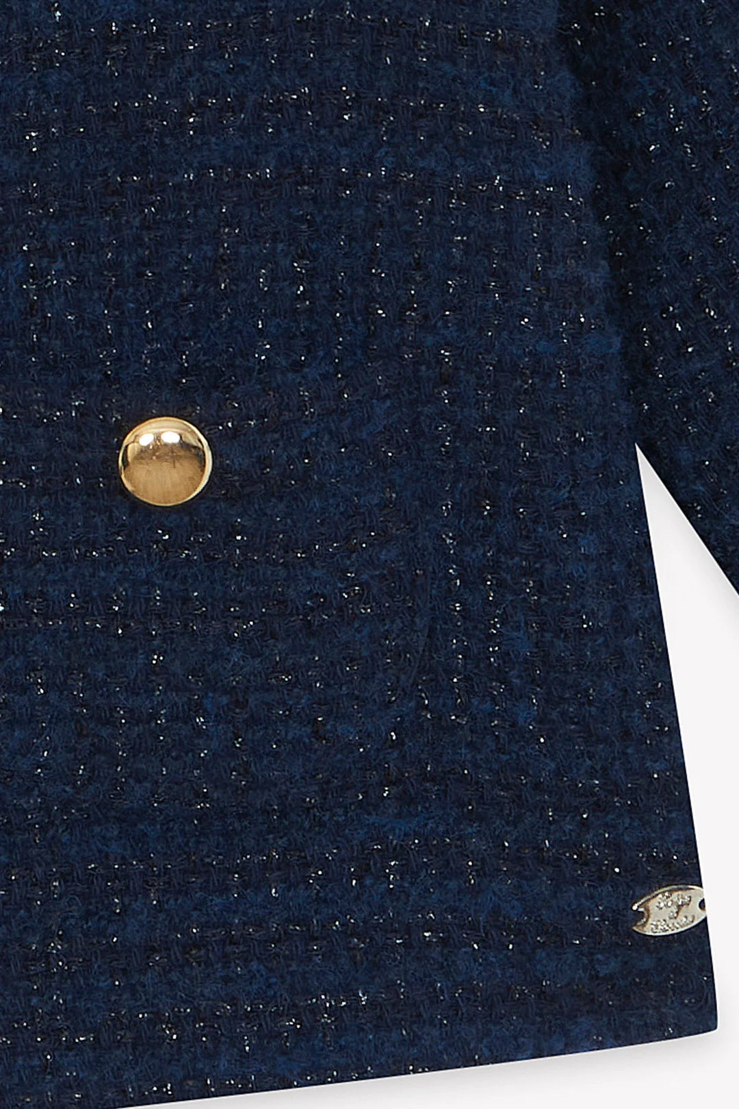 >Tartine et Chocolat Kids Peter Pan Collar Tweed Gold Buttons Jacket - Navy