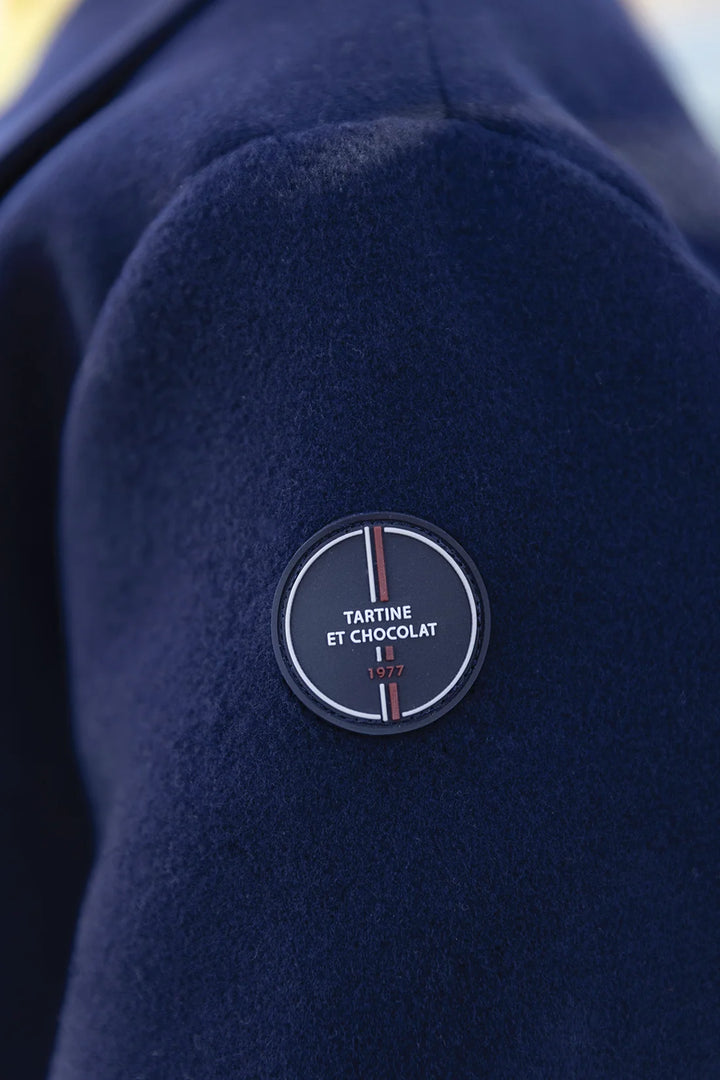 >Tartine et Chocolat Kids Wool Shawl Collar Coat - Navy
