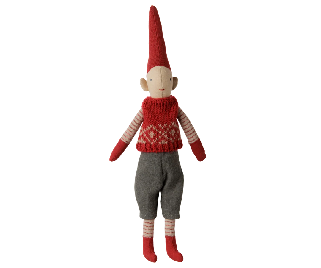 >Maileg Pixy, Size 1 - Boy - Red knitted vest [Expected Receipt Date: Aug 26]