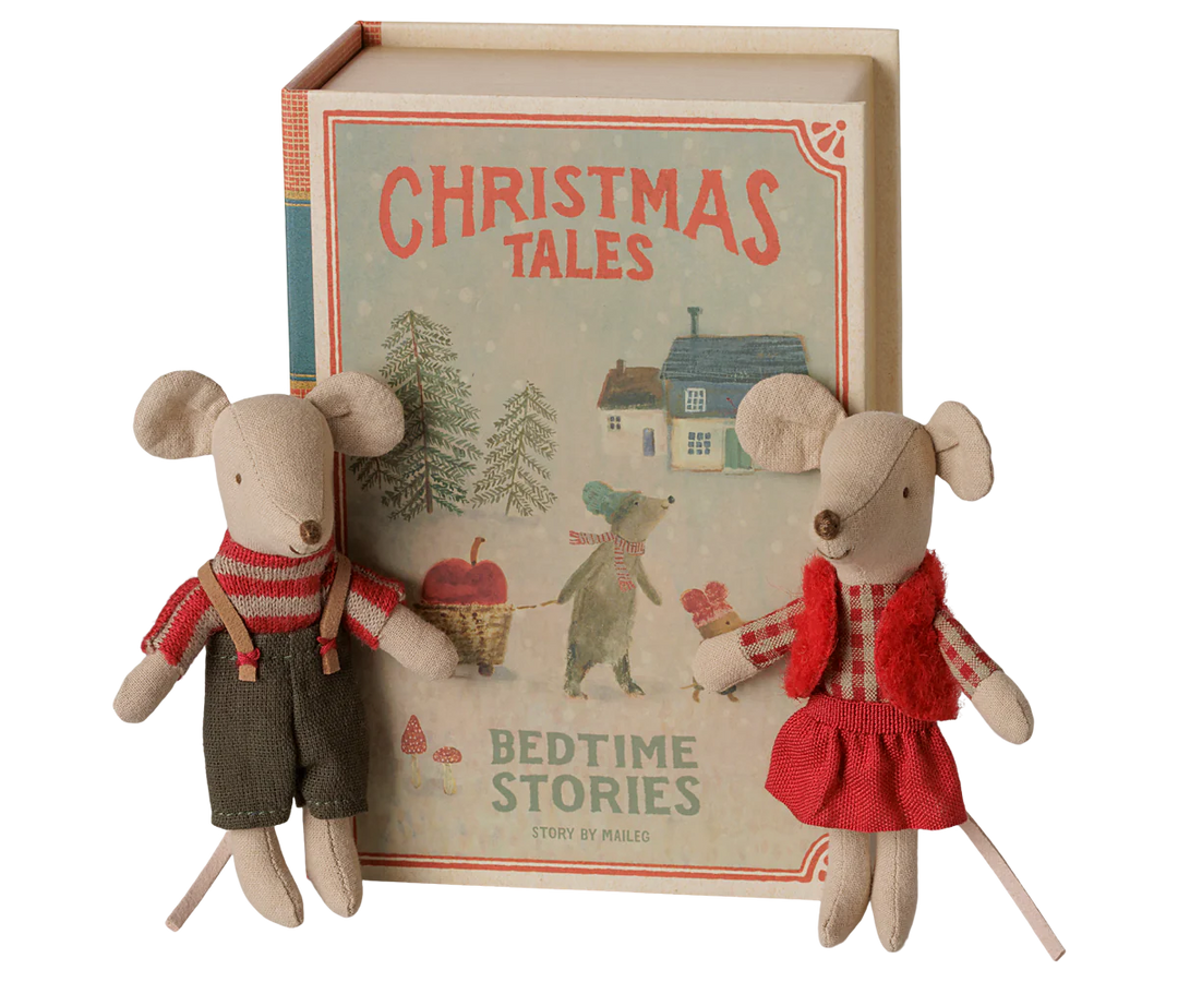 >Maileg Christmas twin mice, Little sister and brother in book [Expected Receipt Date: Sep 26]