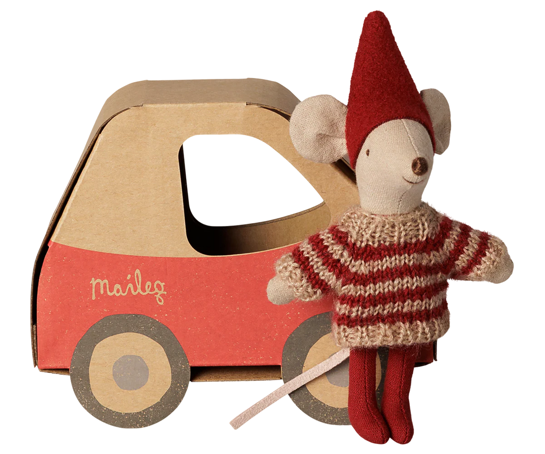 >Maileg Christmas mouse, Little sister in car box [Expected Receipt Date: Nov 26]