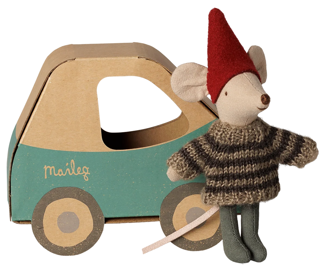 >Maileg Christmas mouse, Little brother in car box [Expected Receipt Date: Nov 26]