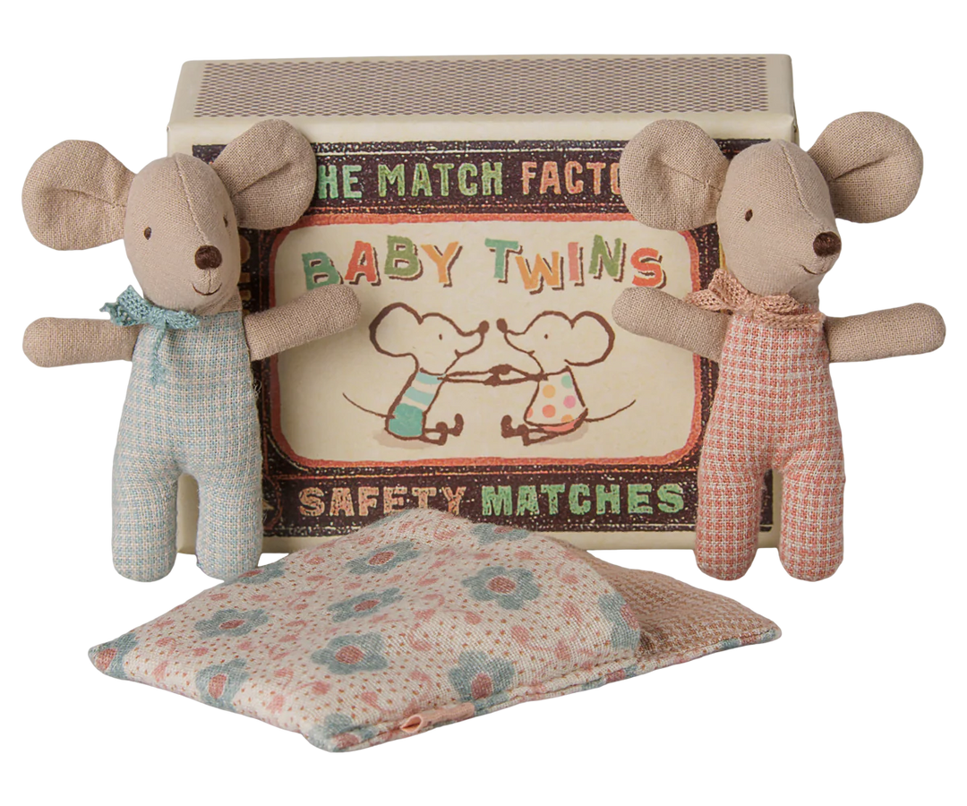 >Maileg Twins, Baby mice in matchbox - Checker [Expected Receipt Date: Aug 26]