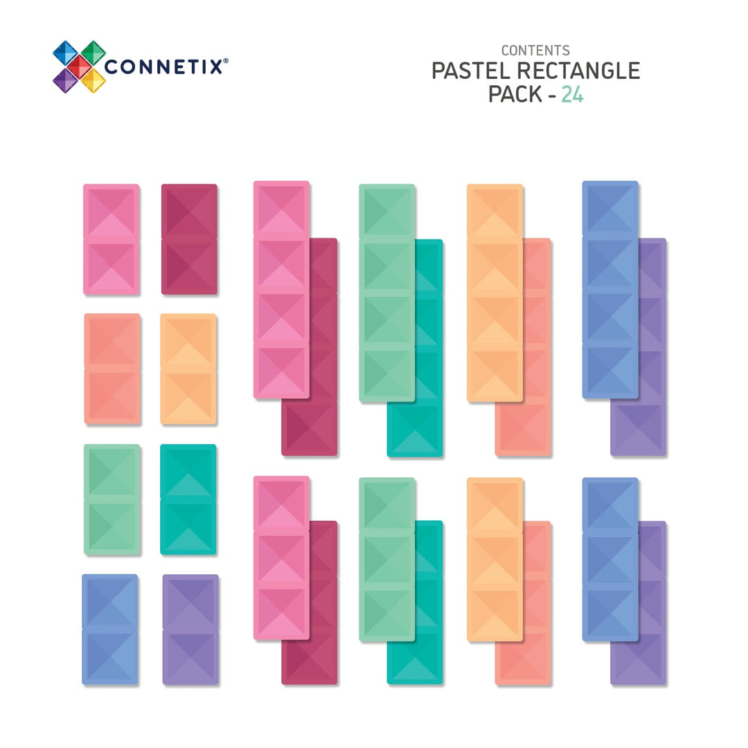 >CONNETIX Pastel Tiles - 24 Pieces Rectangle Pack