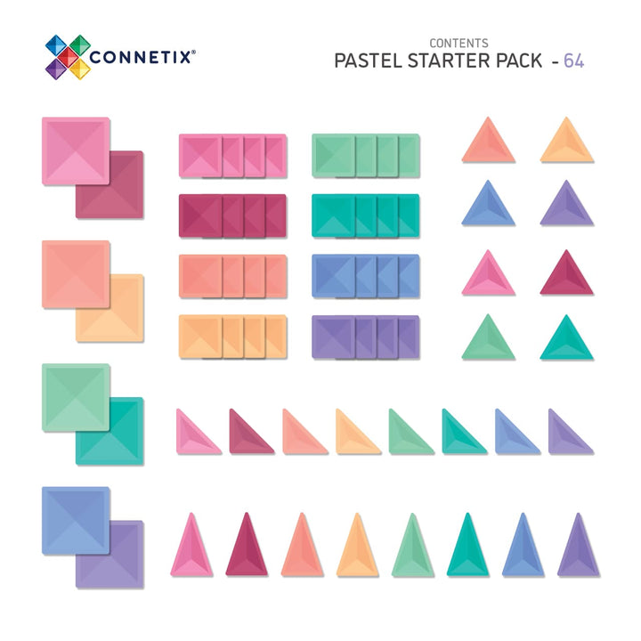 >CONNETIX Pastel Tiles - 64 Pieces Starter Pack