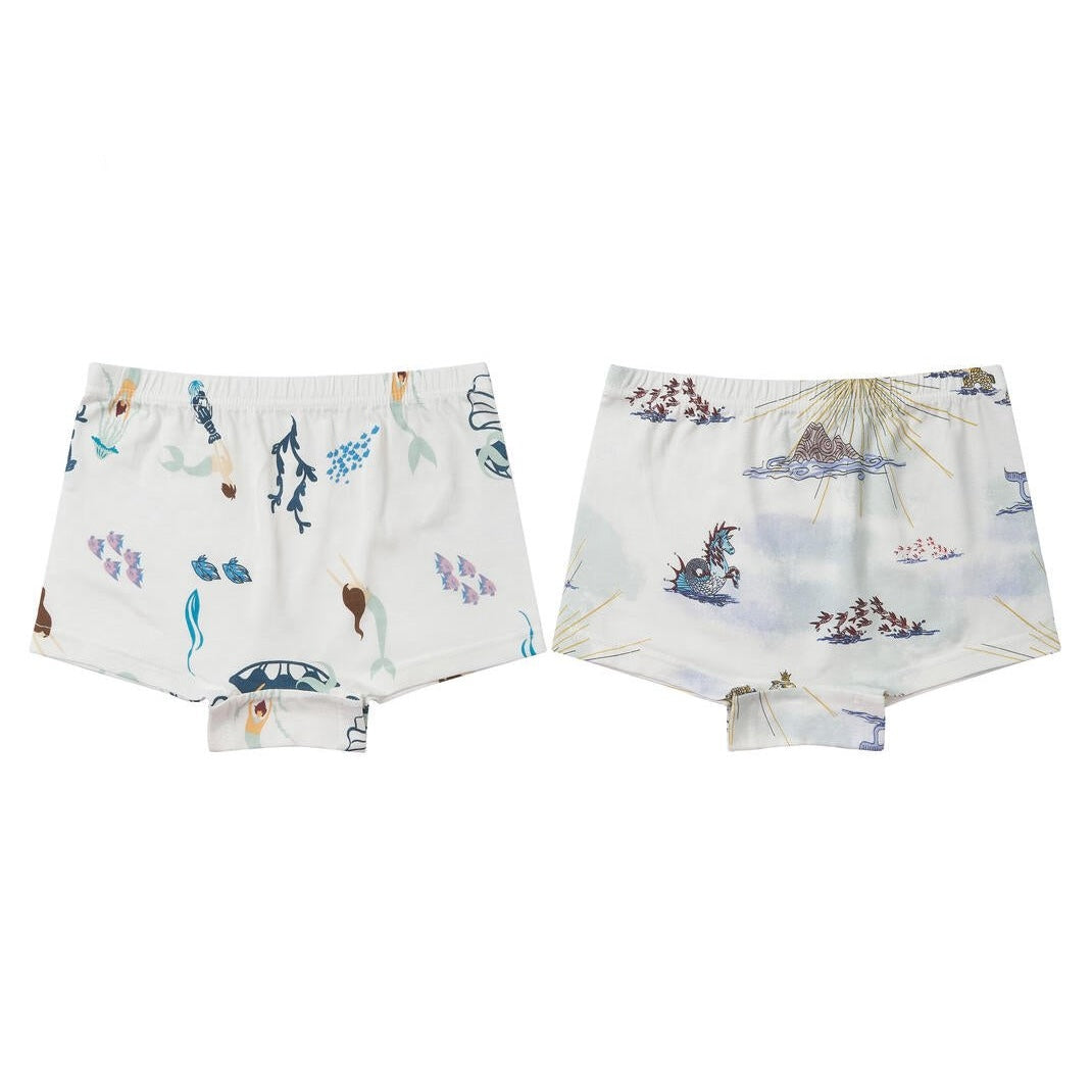 Nest Designs Kids Bamboo Avocado Jersey Girls Boy Short Underwear (2 Pack) - Under the Sea