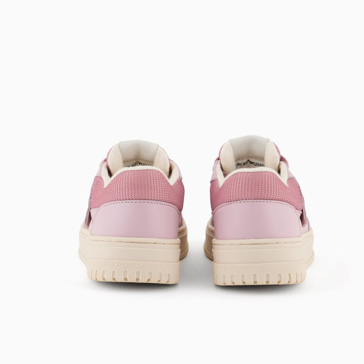 Emporio Armani Junior Kids Leather Sneakers with Mesh Details