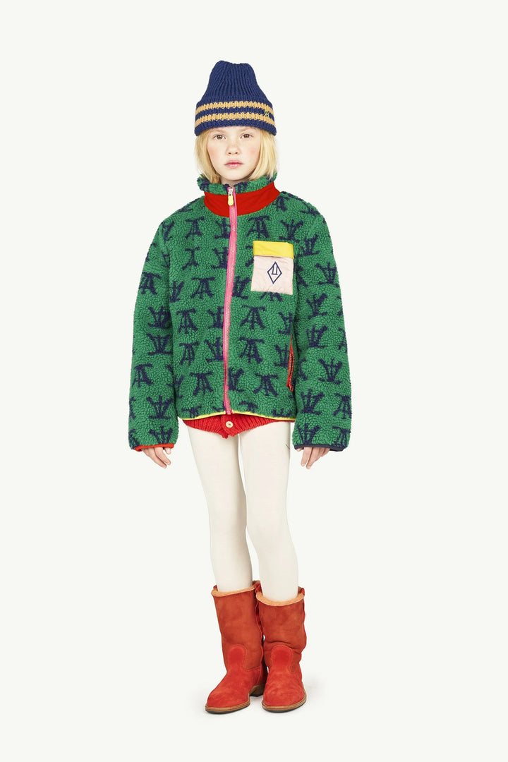 The Animals Observatory x Save The Duck - Kids Sherpa Pullover Jacket - Green