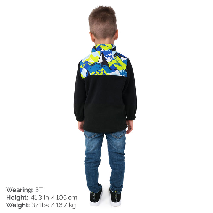 >Jan & Jul Kids Fleece Collared Jacket - Neon Peaks