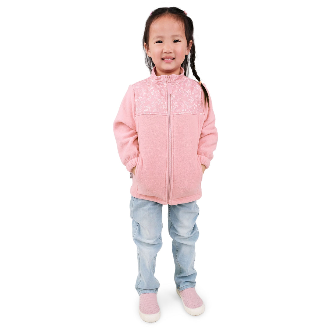 >Jan & Jul Kids Fleece Collared Jacket - Prairie Flowers