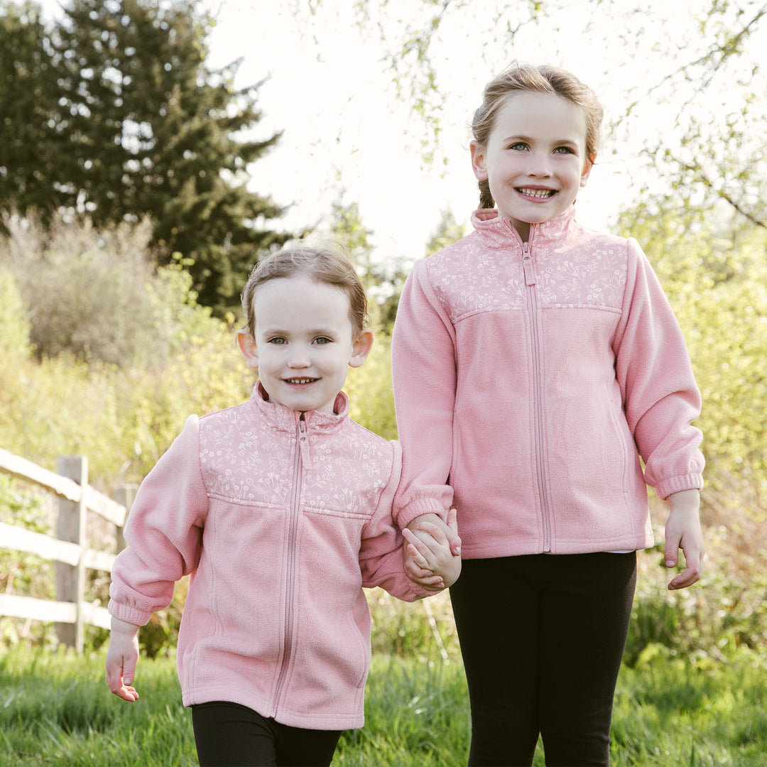 >Jan & Jul Kids Fleece Collared Jacket - Prairie Flowers