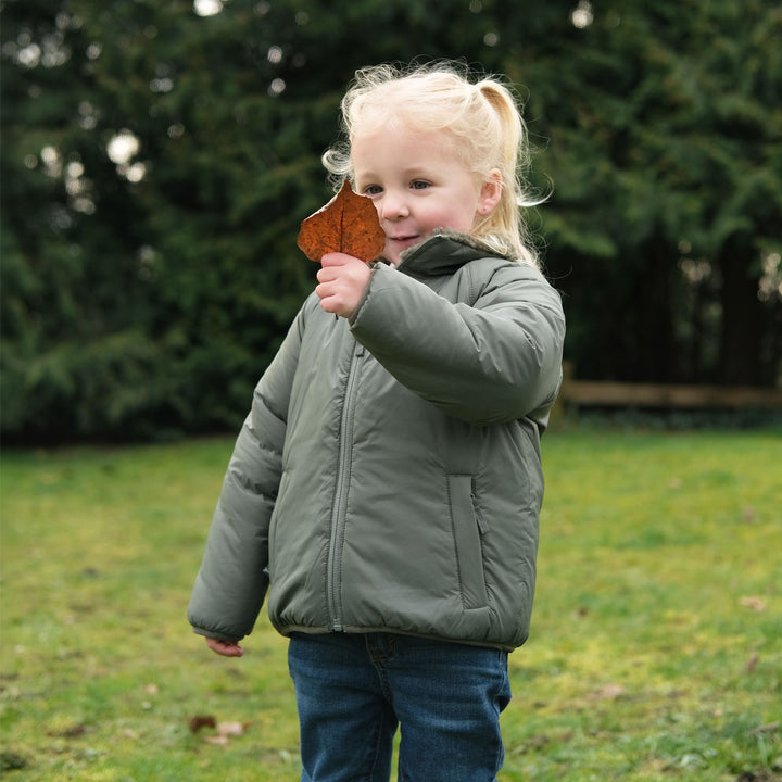 >Jan & Jul Kids Reversible Fleece Jacket - Dark Sage Green