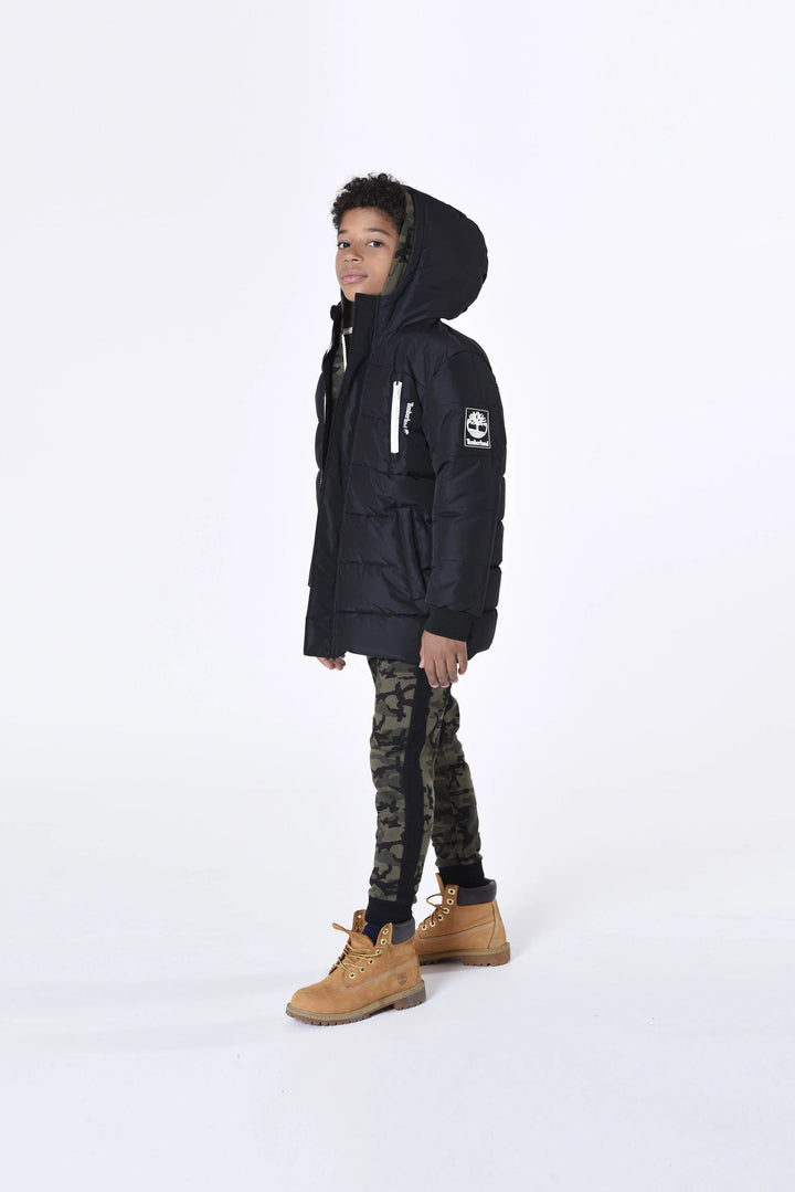 Timberland Kids Boys Long Puffer Jacket in Black