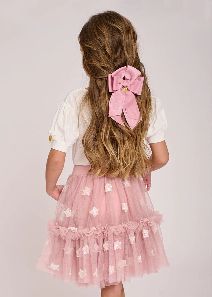 Angel's Face Kids Girls French Bow Clip - Tea Rose