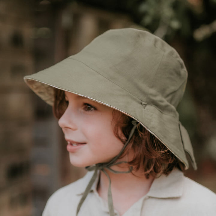 Bedhead Kids UPF50+ EXPLORER Reversible Classic Bucket Sun Hat - Mallee / Moss