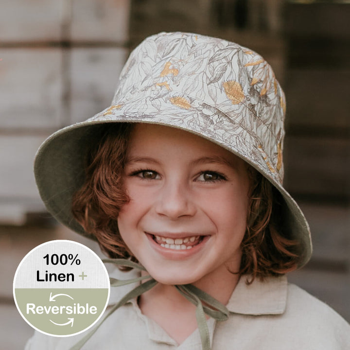 Bedhead Kids UPF50+ EXPLORER Reversible Classic Bucket Sun Hat - Mallee / Moss