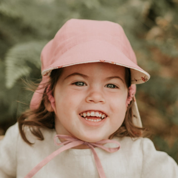 Bedhead Kids UPF50+ LOUNGER Reversible Flap Sun Hat - Provence / Rosa