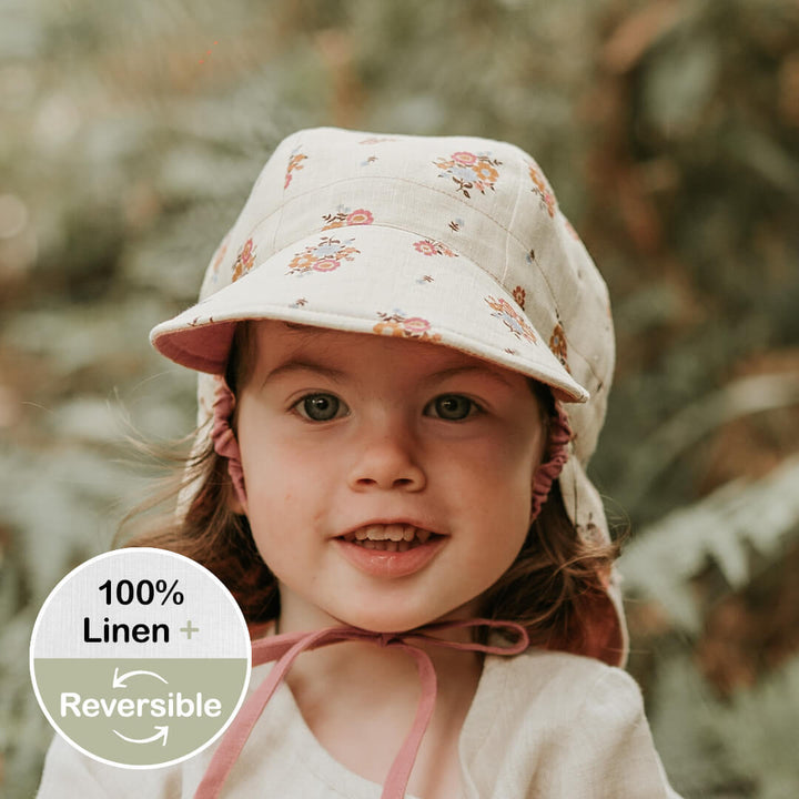 Bedhead Kids UPF50+ LOUNGER Reversible Flap Sun Hat - Provence / Rosa