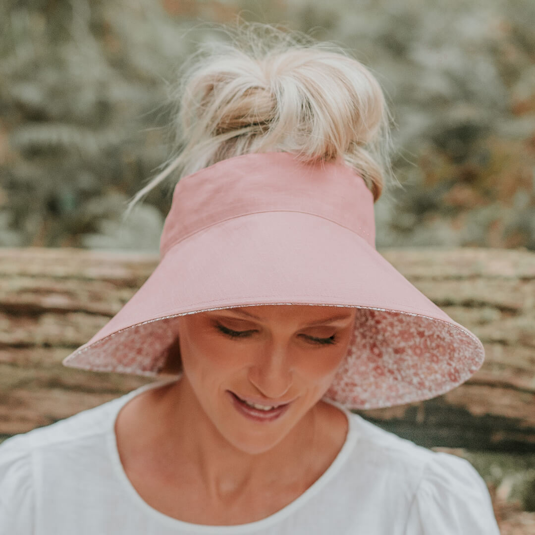 Bedhead Ladies UPF50+ VOYAGER Wide Brimmed Reversible Visor Sun Hat - Ramble / Rosa