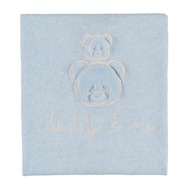 Nanan Baby Blanket Solid Tint With Bear Embroidery - Blue