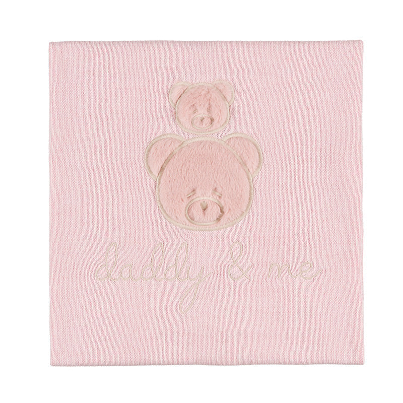 Nanan Blanket Solid Tint With Bear Embroidery - Rose Pink