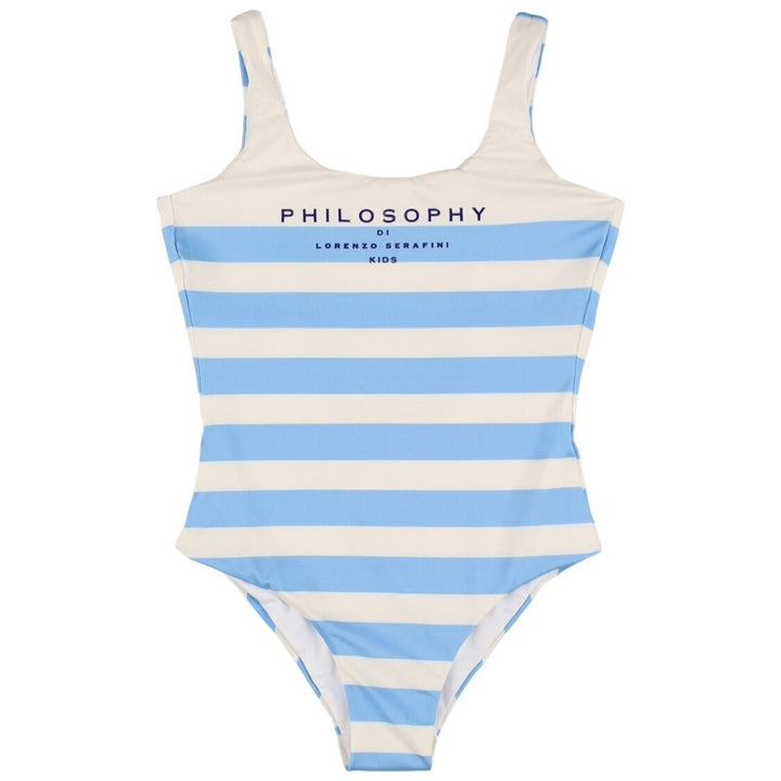 Philosophy Di Lorenzo Serafade Girl Striped Poly Blend One Piece Swimsuit - 8Y