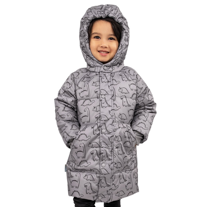 >Jan & Jul Kids Toasty-Dry Puffy Coat - Glacier Dino